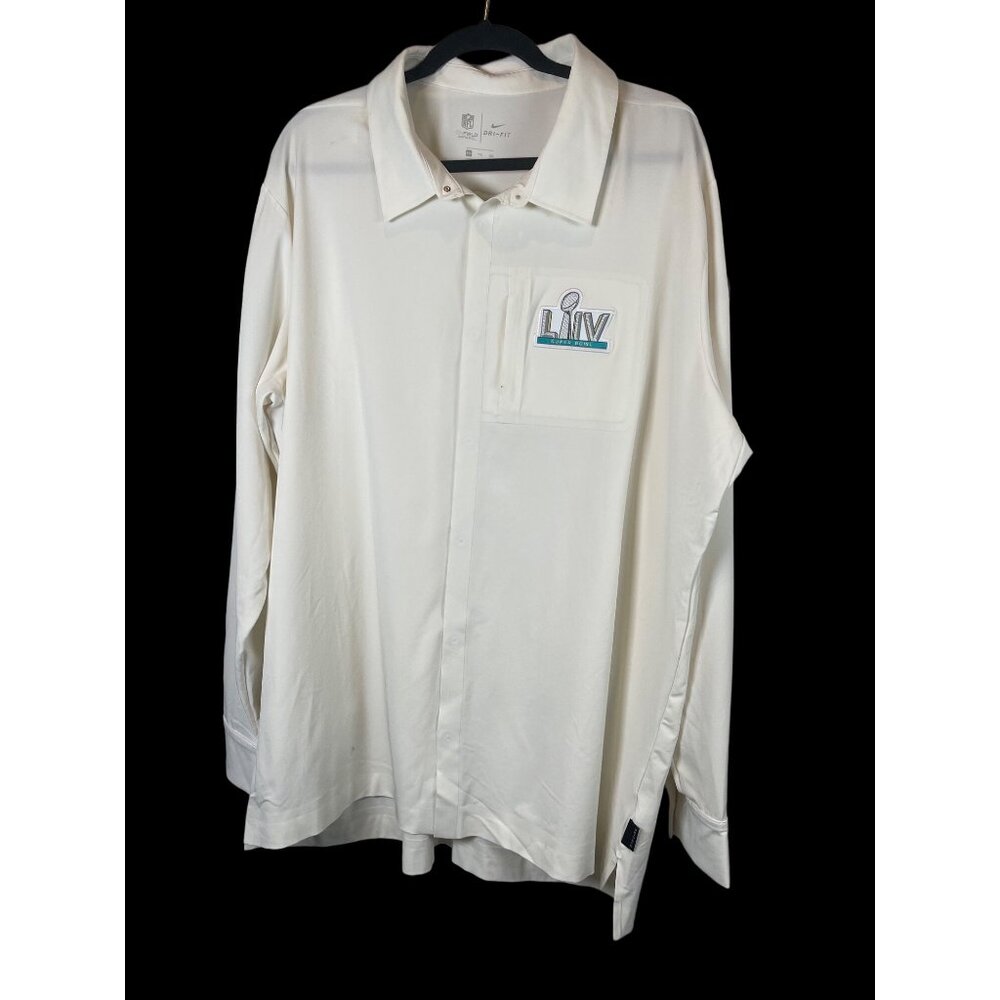 Nike Dri-Fit Super Bowl LIV Sideline Snap Down Shirt Long Sleeve White Sz. XXL - Picture 2 of 15